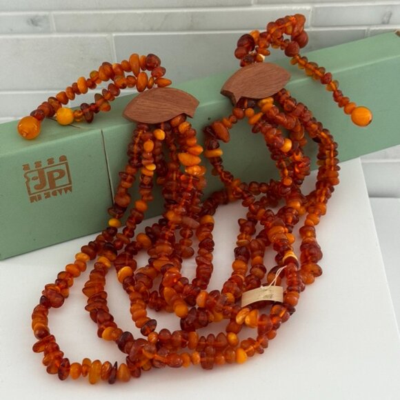 VINTAGE Baltic White Butterscotch Amber Necklace Shantel USSR Soviet 104g